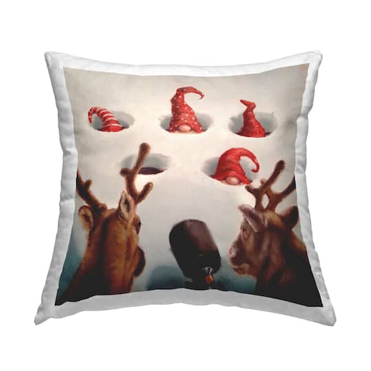 Stupell Industries Holiday Whack an Elf Christmas Throw Pillow